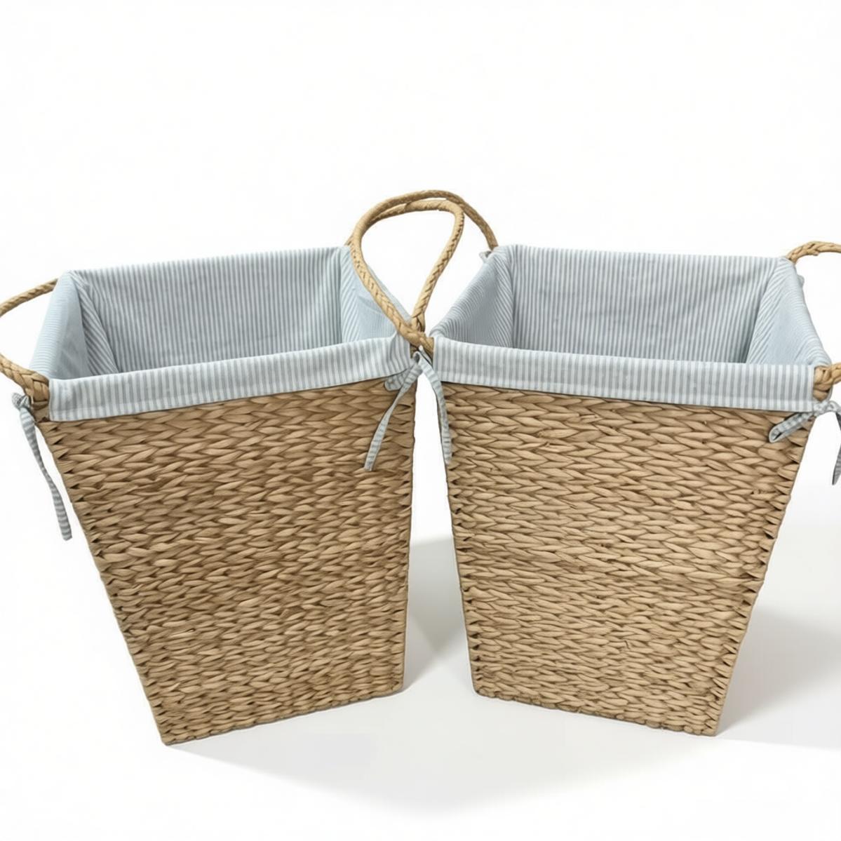 Set of 2 Seagrass Woven Laundry Baskets with Liners | WovenNatural