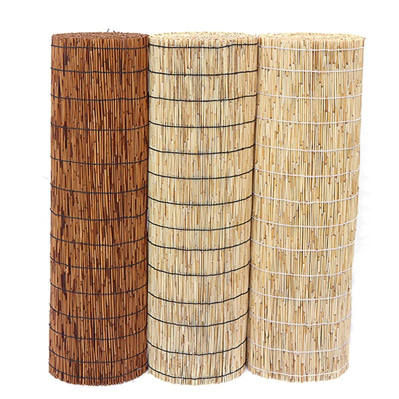 Set of 3 Natural Reed Roll-up Blinds in Multiple Colors - WovenNatural