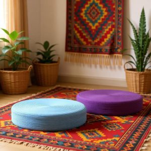 Bohemian style cotton rope cushion, multicolor handwoven floor seat for home decor