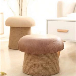 Tech cloth mushroom stool, PU leather ottoman, bedroom dressing table bench
