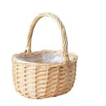 Handwoven willow flower basket made to a custom size, natural willow finish